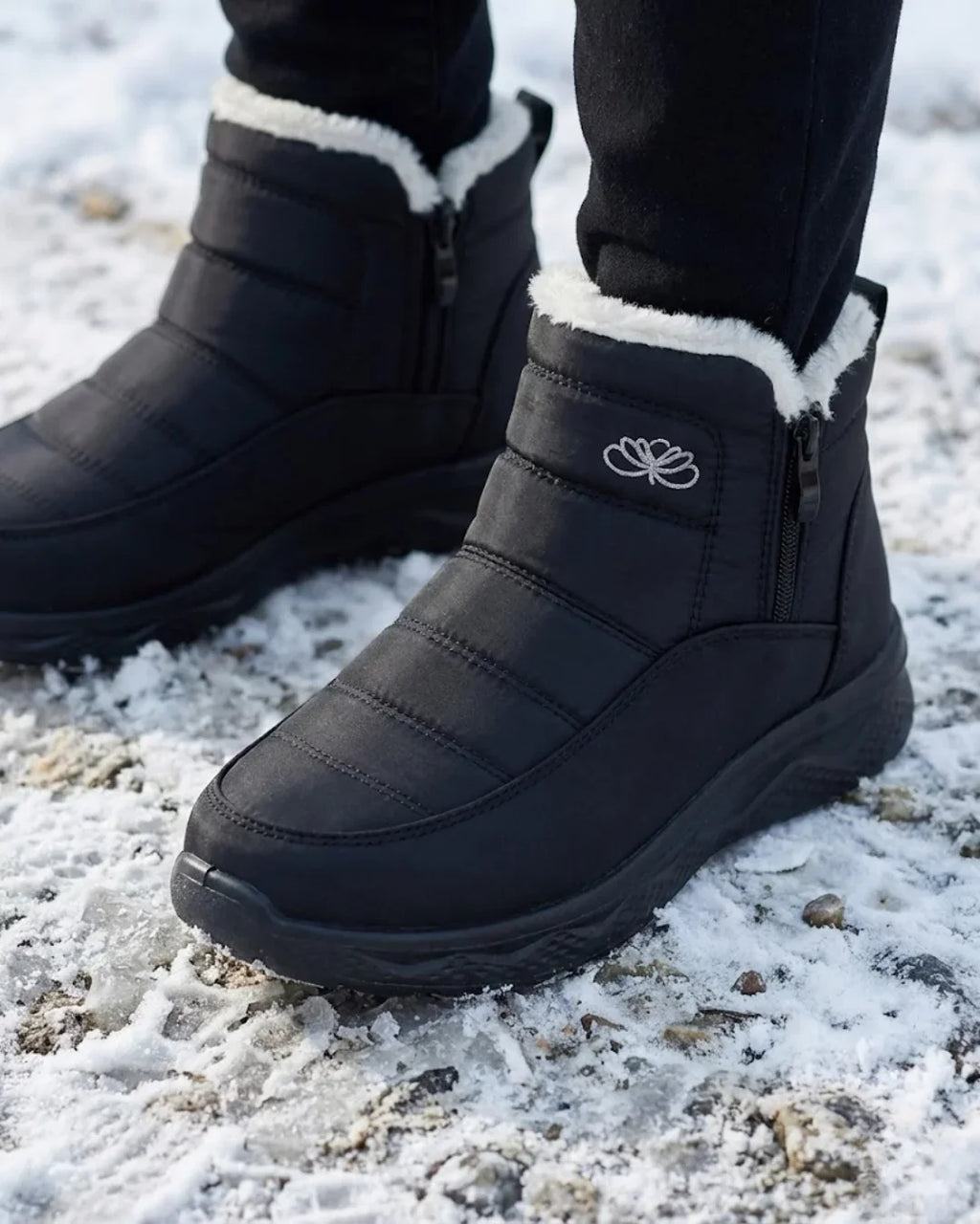 Odile™ | Quilted side-zip faux-fur winter ankle boots