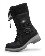 Cordelia™ | Knit-cuff buckle-strapped lace-up hiking boots