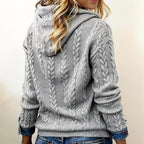Elise™ | Cable-knit hooded Henley sweater