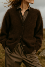 Fortunata™ | Fluffy V-neck button cardigan