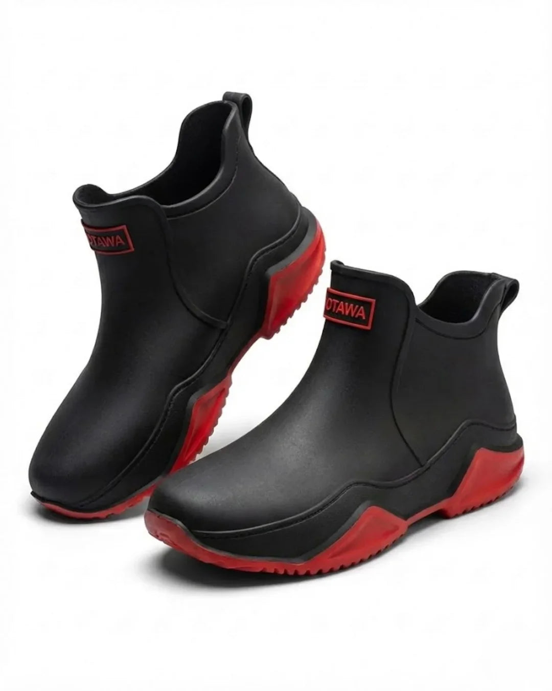 Amandine™ | Waterproof rubber lug-sole ankle rain boots
