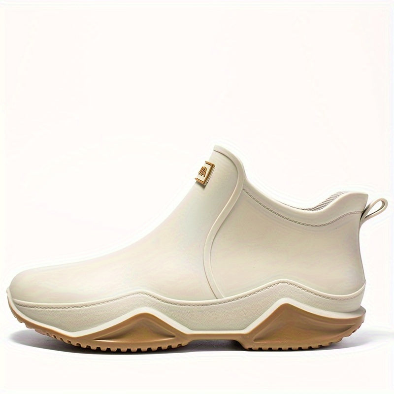 Amandine™ | Waterproof rubber lug-sole ankle rain boots