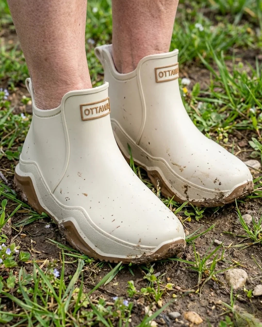 Amandine™ | Waterproof rubber lug-sole ankle rain boots
