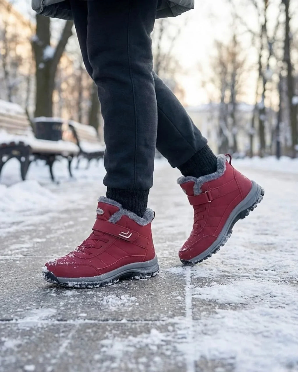 Montya™ | Plush-lined hook-and-loop lace-up ankle snow boots