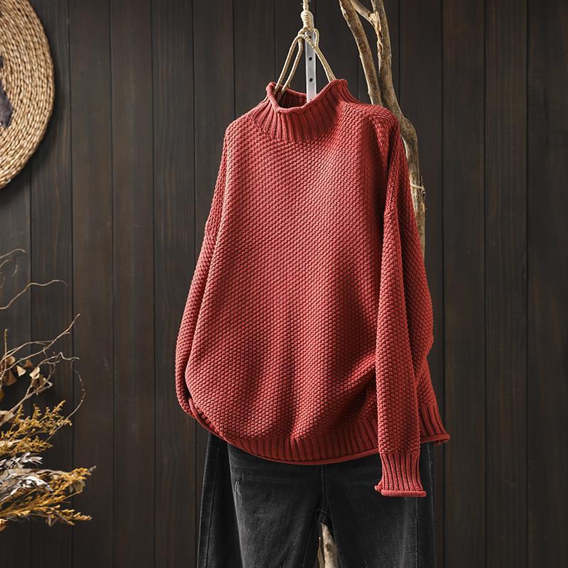 Jadya™ | Textured Wool High Collar Pullover