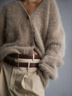 Fortunata™ | Fluffy V-neck button cardigan