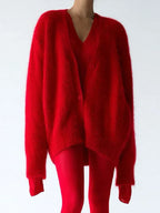 Fortunata™ | Fluffy V-neck button cardigan
