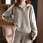 Derla™ | Soft knit collared lounge sweater set